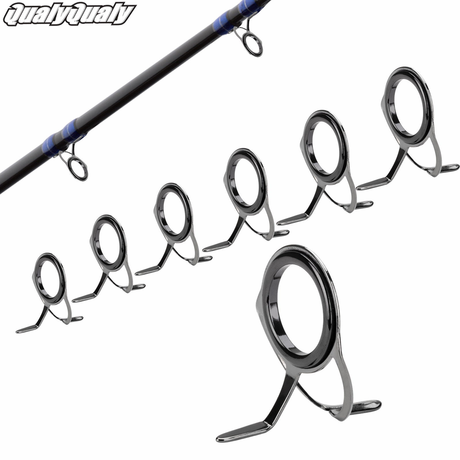 Fishing Rod Guide Replacement - 7 個釣竿ガイド修理キット 0.96-3.3 センチメートル鋳造セラミックリング鋼ダブルレッグ釣竿ガイド交換セット
