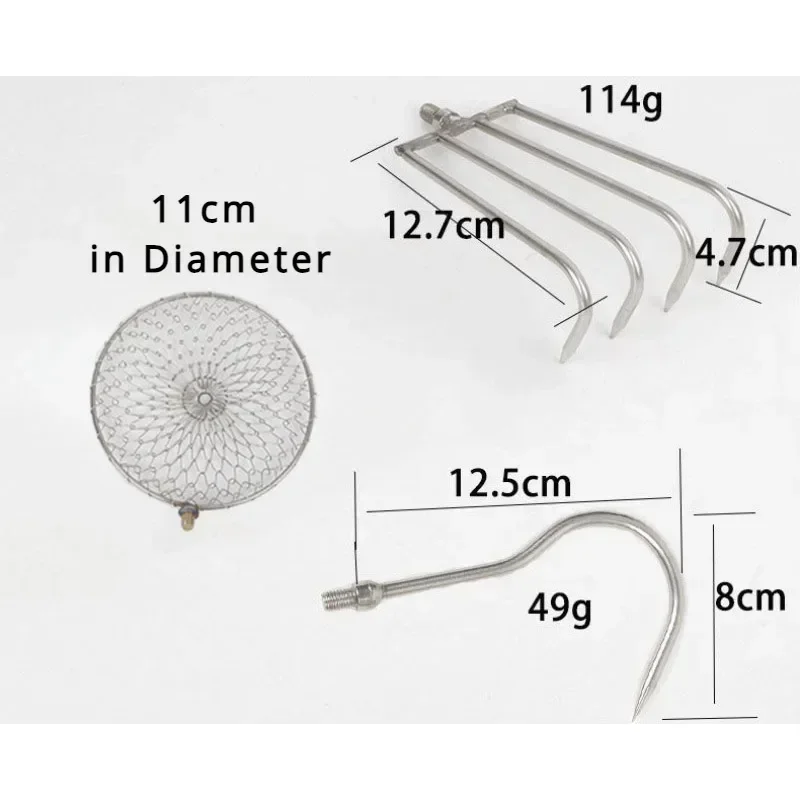 Fishing Rod Ice - ステンレス鋼伸縮ロッド格納式ハロースペードフックアイススクープビーチシェルレーキ砂釣り道具ストレーナーマルチツール