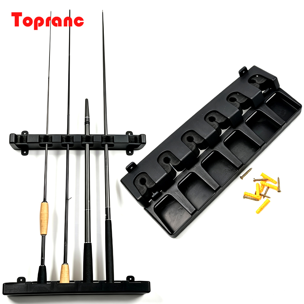 Fishing Rod Rack - Topranc水平壁掛け釣り竿ホルダー、釣り竿6本収納、釣り竿収納ディスプレイラック