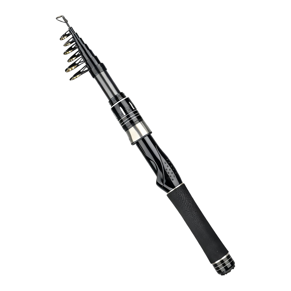 Fishing Rod Travel - 超軽量伸縮式カーボン釣り竿 セラミックガイドリング付き 速いアクション ポータブルポール 岸釣り・海釣り用 1.5M-2.4M
