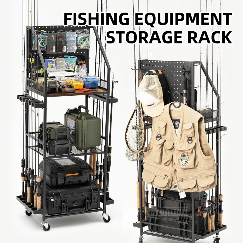 Fishing Rod Combo - 本物の釣り竿とリール/ガンラック用棚、車や家庭用の釣り道具収納オーガナイザー