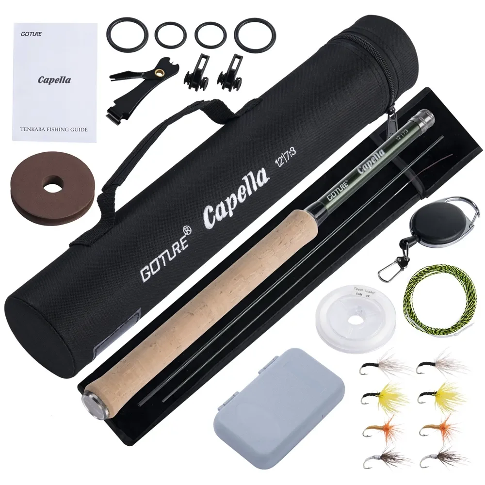 Fishing Rod Combo - Goture 12FT クラシックテンカラフライフィッシングロッドコンボ 超軽量ポータブルIM8カーボンファイバートラウトロッド フライ、ライン、ルアーセット付き