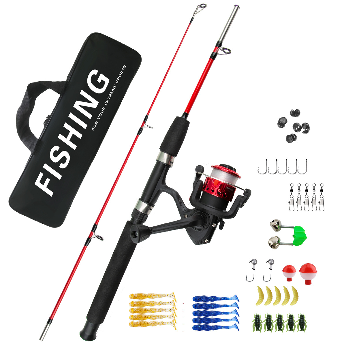 初心者向け2セクションアイスフィッシングロッドコンボ、ロング - Fishing Rod Ice のレビューと価格