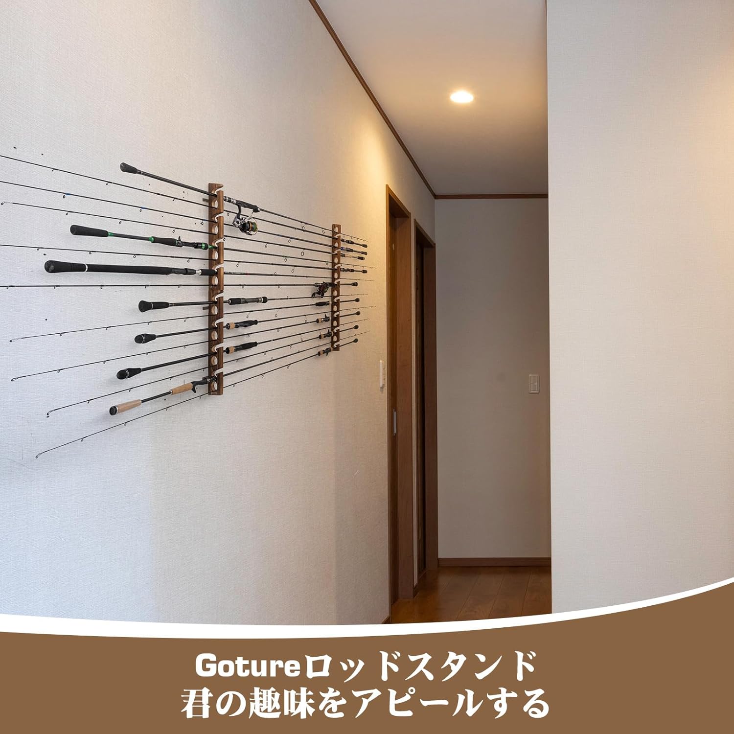 Goture 木製釣竿ホルダー 8 穴ロッド壁収納ブラケット - Fishing Rod Rack のレビューと価格