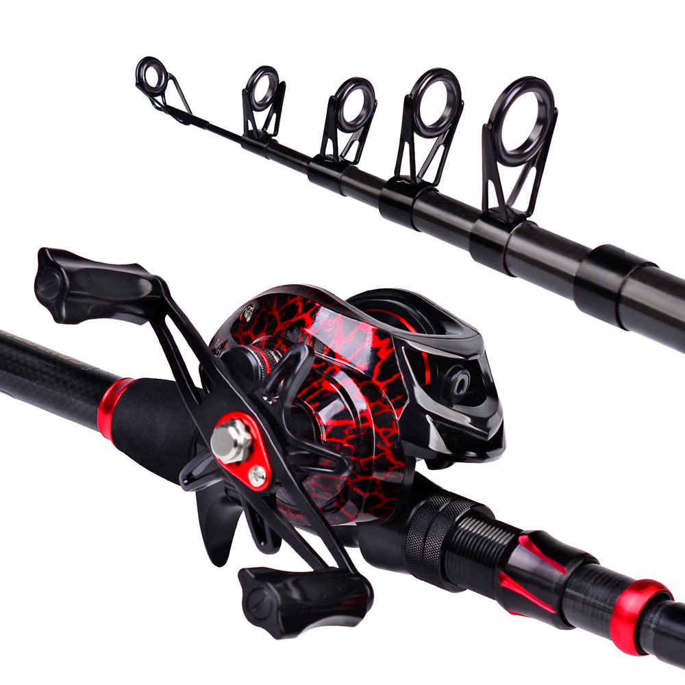 カーボンファイバーロングキャスティングベイトキャスティングシ - Fishing Rod Combo のレビューと価格