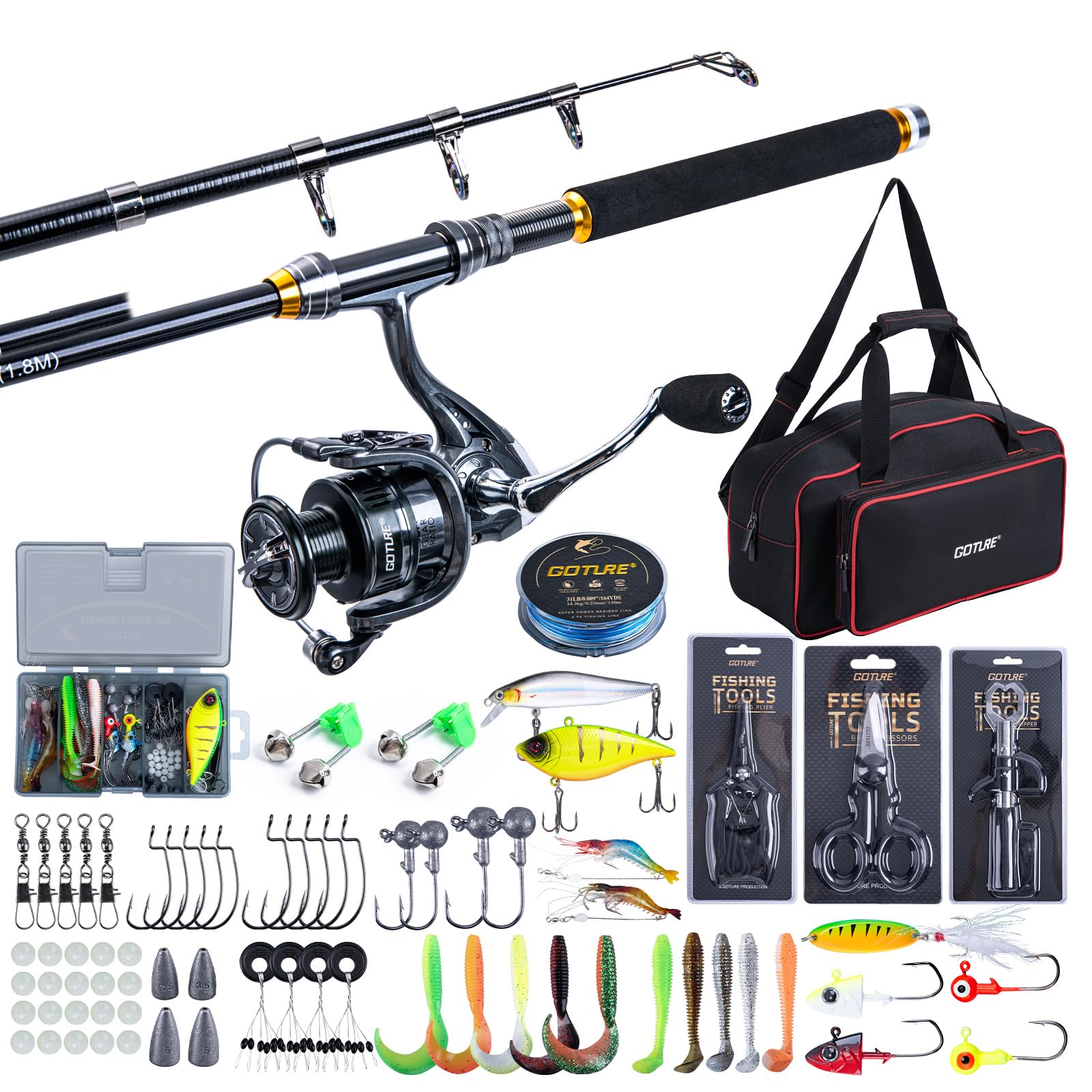 ゴチュール釣り竿とリールコンボ 1.8M-2.7M 伸縮式釣 - Fishing Rod Spinning のレビューと価格
